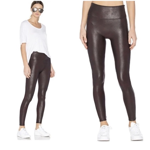 ASSETS by SPANX Women's All Over Faux Leather Wine Leggings Size M Faux Leather - Picture 1 of 8